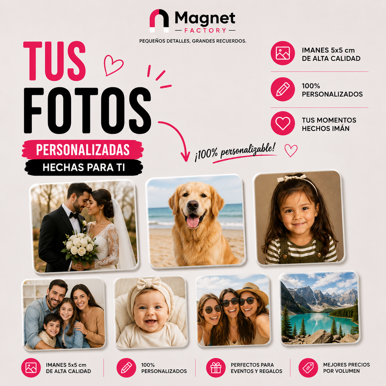 Imán personalizado 5x5 cm con Foto o Diseño